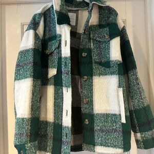 Avec Les Filles Forest and Cream Checkered Jacket